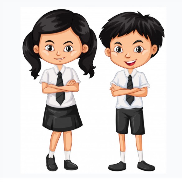 vector niños con uniforme